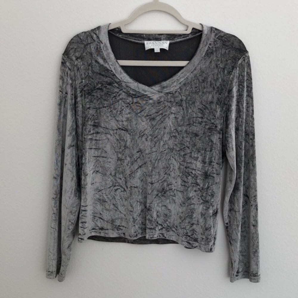 BRANNAN STUDIO Vintage velvet long sleeve top Sz L